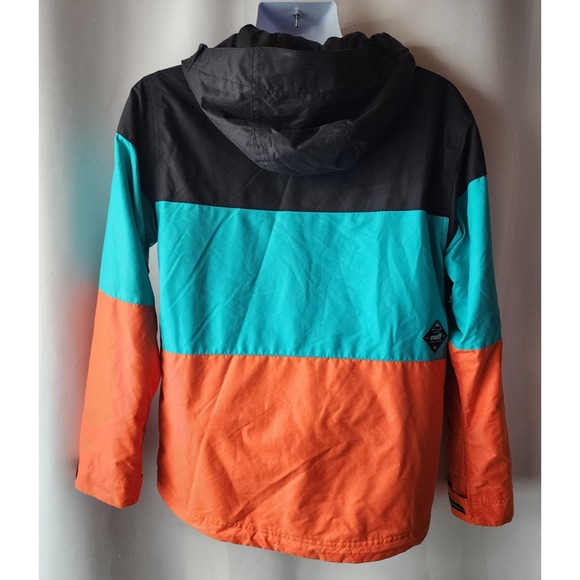 Neff Throwback Poncho Tech Shred Jacket, Men's Large, Orange / ‎ Blue EUC - Picture 3 of 16